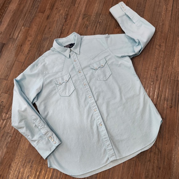 Polo Ralph Lauren Other - Polo Ralph Lauren Men XL Long Sleeve Pearl Snap Western Cowboy Blue Denim Shirt